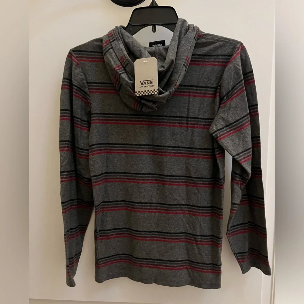 NWT Vans hoodie charcoal gray with stripes
